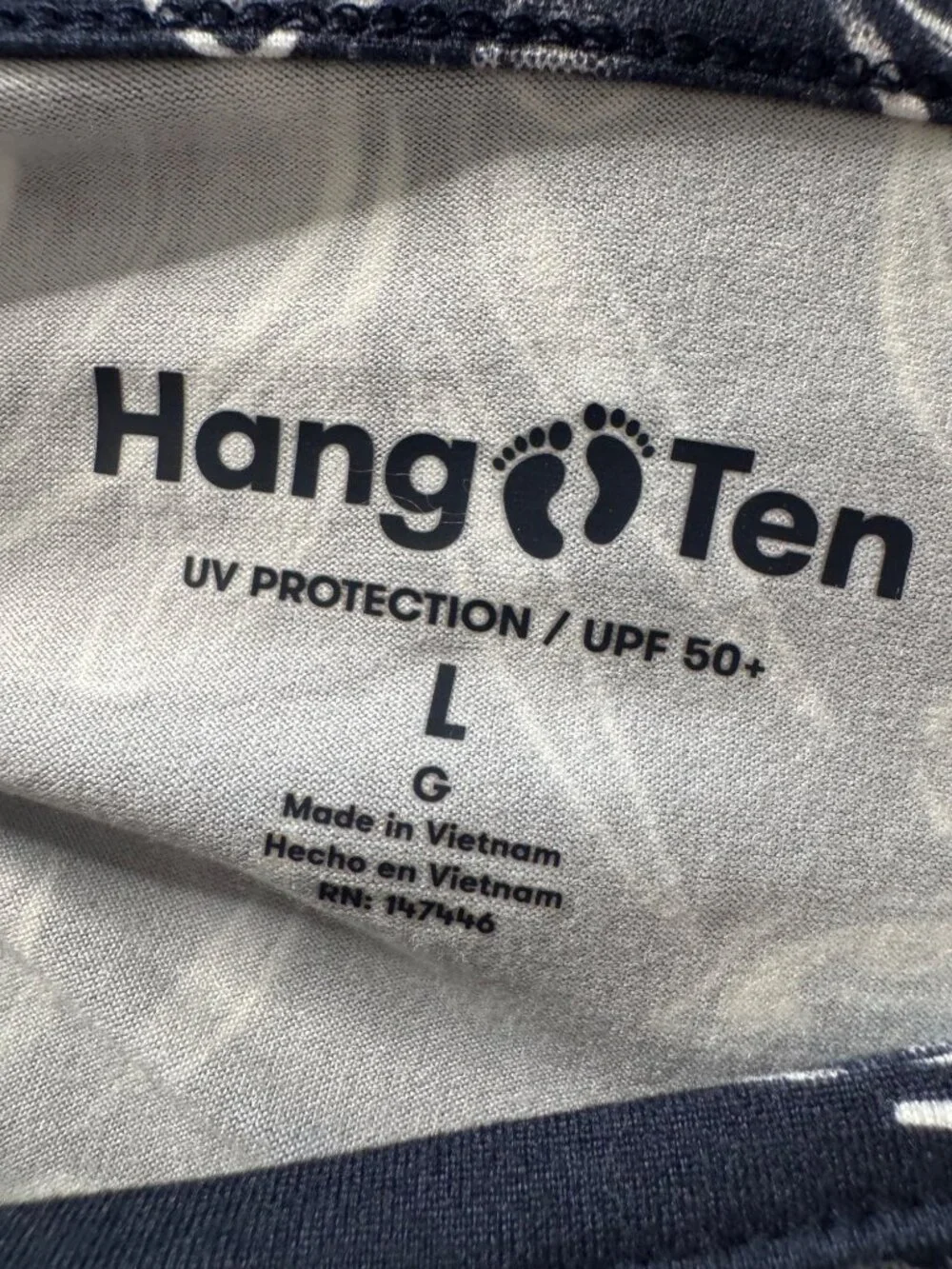 Hang Ten Long Sleeve Swim Shirt Size Large UPF 50+ Zip Pocket Quick Dry NWT Navy